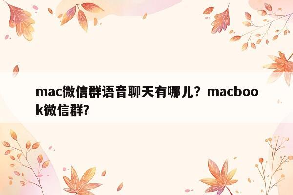 mac微信群语音聊天有哪儿？macbook微信群？