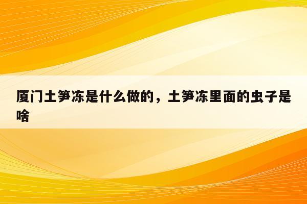 厦门土笋冻是什么做的，土笋冻里面的虫子是啥