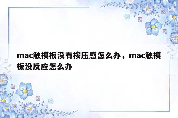 mac触摸板没有按压感怎么办，mac触摸板没反应怎么办