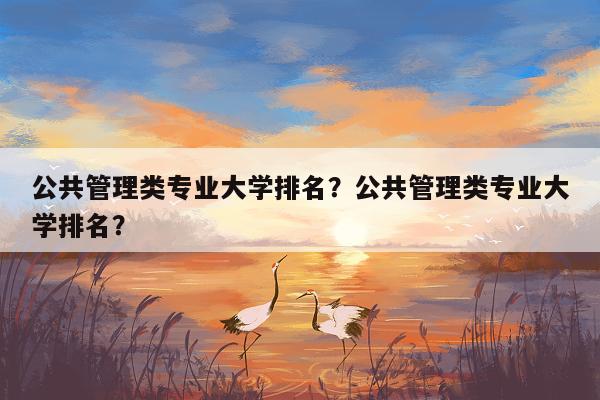 公共管理类专业大学排名？公共管理类专业大学排名？