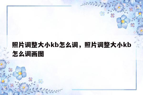 照片调整大小kb怎么调，照片调整大小kb怎么调画图