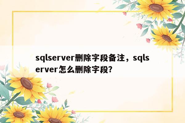 sqlserver删除字段备注，sqlserver怎么删除字段？