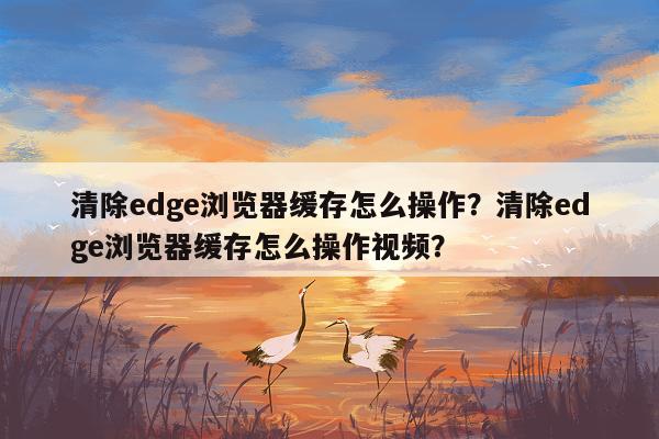 清除edge浏览器缓存怎么操作？清除edge浏览器缓存怎么操作视频？