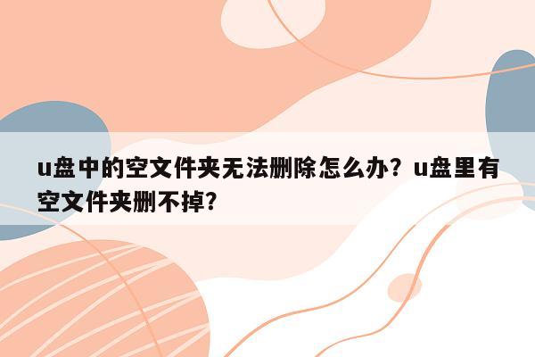 u盘中的空文件夹无法删除怎么办？u盘里有空文件夹删不掉？