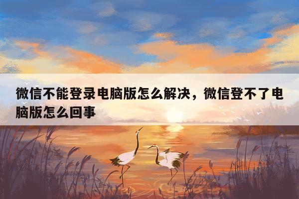 微信不能登录电脑版怎么解决，微信登不了电脑版怎么回事