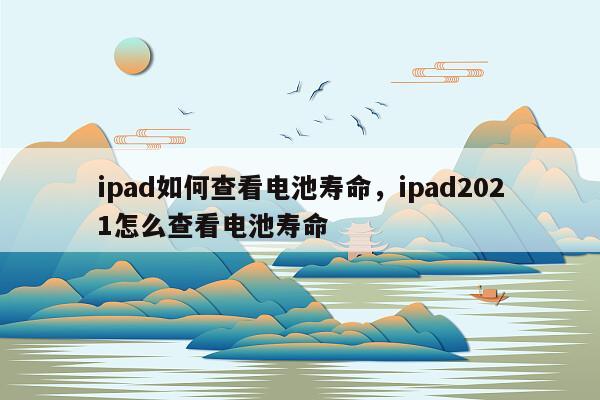 ipad如何查看电池寿命，ipad2021怎么查看电池寿命