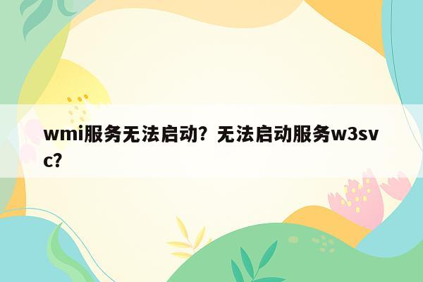 wmi服务无法启动？无法启动服务w3svc？
