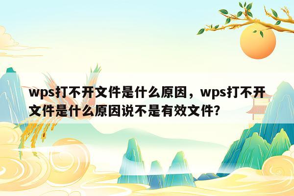 wps打不开文件是什么原因，wps打不开文件是什么原因说不是有效文件？