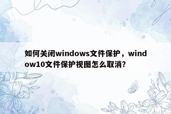 如何关闭windows文件保护，window10文件保护视图怎么取消？