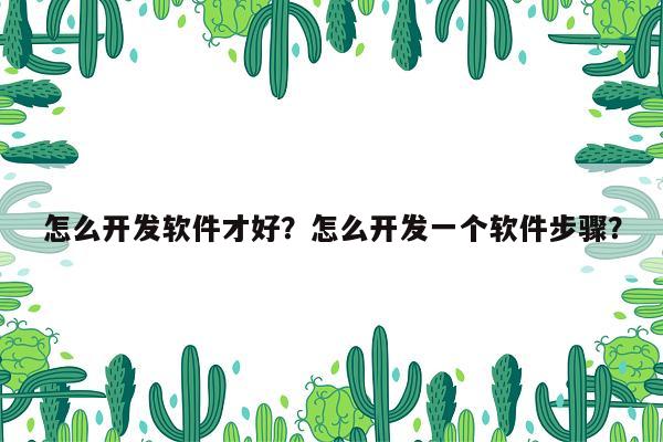 怎么开发软件才好？怎么开发一个软件步骤？