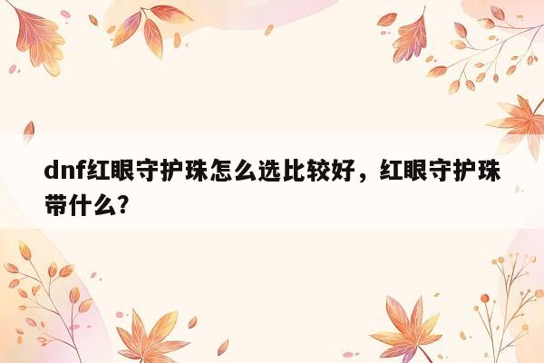 dnf红眼守护珠怎么选比较好，红眼守护珠带什么？