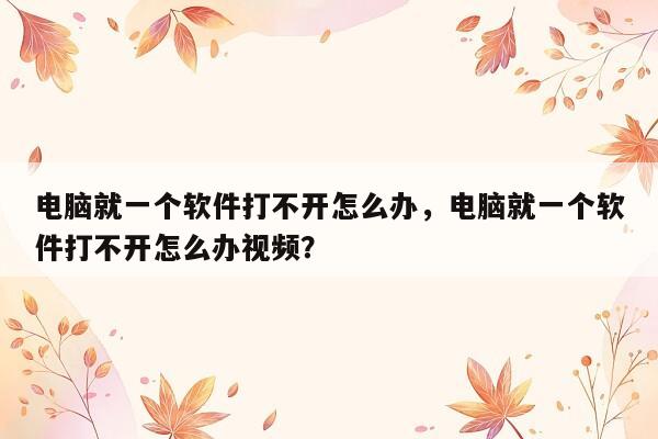 电脑就一个软件打不开怎么办，电脑就一个软件打不开怎么办视频？