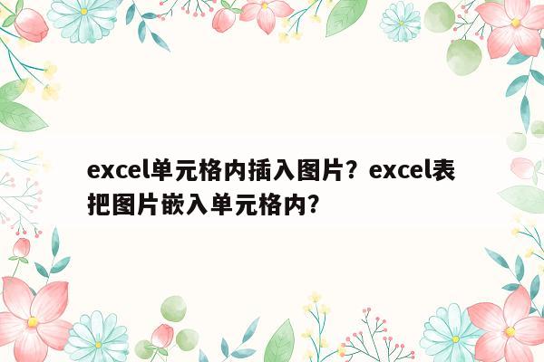 excel单元格内插入图片？excel表把图片嵌入单元格内？