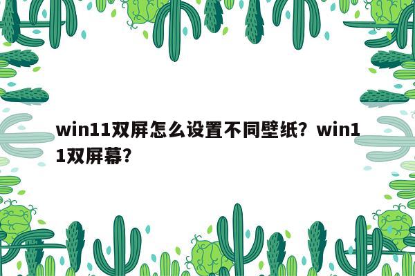 win11双屏怎么设置不同壁纸？win11双屏幕？