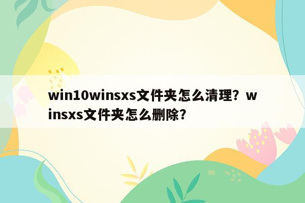win10winsxs文件夹怎么清理？winsxs文件夹怎么删除？
