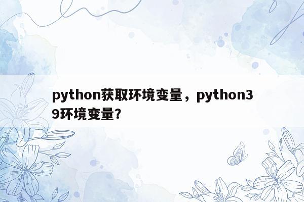 python获取环境变量，python39环境变量？