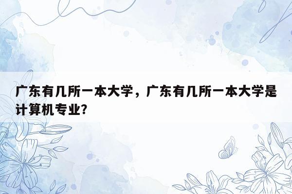 广东有几所一本大学，广东有几所一本大学是计算机专业？