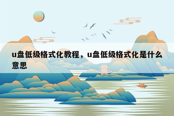 u盘低级格式化教程，u盘低级格式化是什么意思