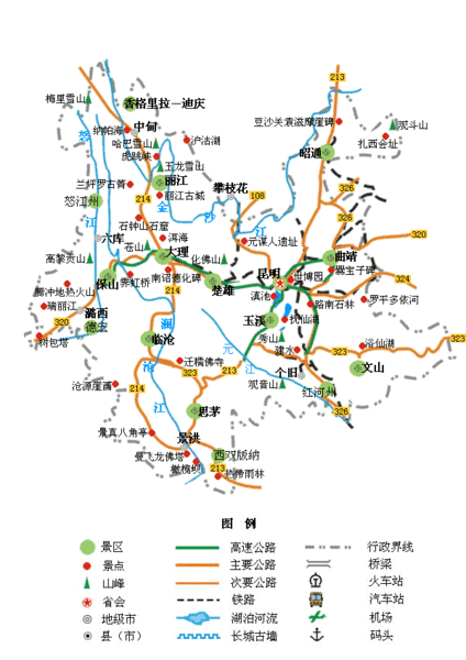 云南旅游路线图地图，云南旅游路线图地图高清？